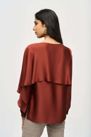 Blouses|Joseph Ribkoff>Joseph Ribkoff Second Nature Satin Flared Cape Top 243100 Size 10
