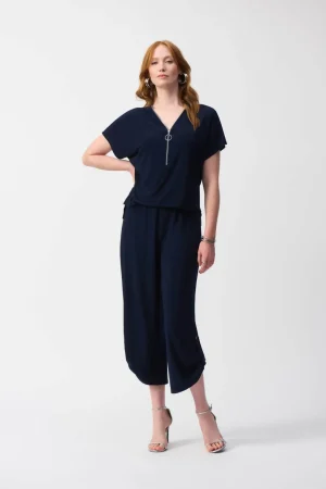 Jumpsuits|Women's Work Dresses & Work Wear>Joseph Ribkoff Shore Club Culotte Jumpsuit - Black 251044