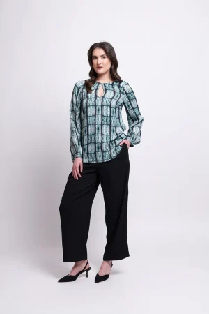 Maxi Dresses|Tops>Foil Smooth Talker Top - Adder Girl Green