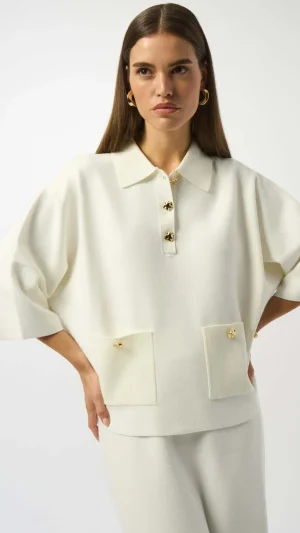 Knitwear|Joseph Ribkoff>Joseph Ribkoff Soft Focus Boxy Knit Sweater Pullover - White Winter 253962