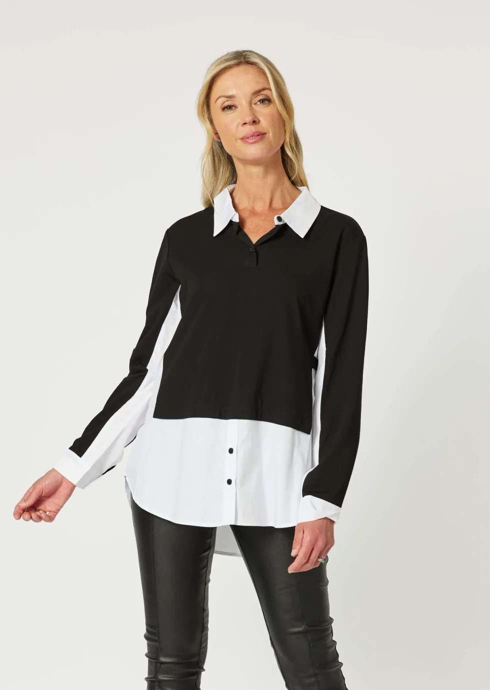 sonia-2-in-1-top-blackwhte-OwCSHqcq-0.webp Tops|Tops>Clarity Sonia 2 in 1 Top - Black/Whte