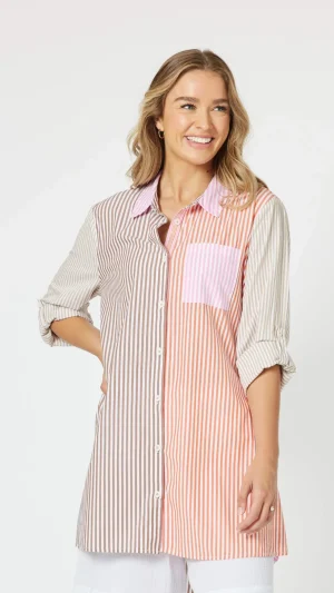 Shirts Edit|Threadz>Threadz Summer Stripe Shirt - Papaya Size 12