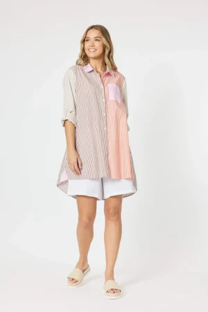 Shirts Edit|Threadz>Threadz Summer Stripe Shirt - Papaya Size 12