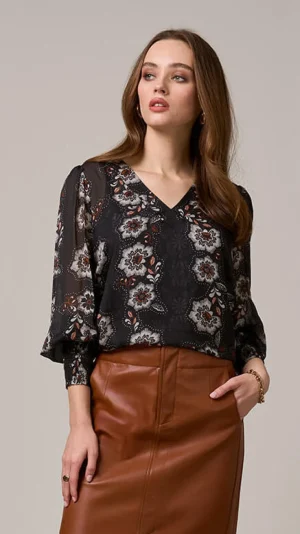 Blouses|Loobies Story>Loobies Story Theodora Blouse - Black Multi
