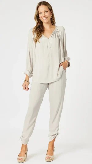 Pants Edit|Casual Pants>Hammock u0026 Vine Traveller Luxe Side Tie Pant - Champagne