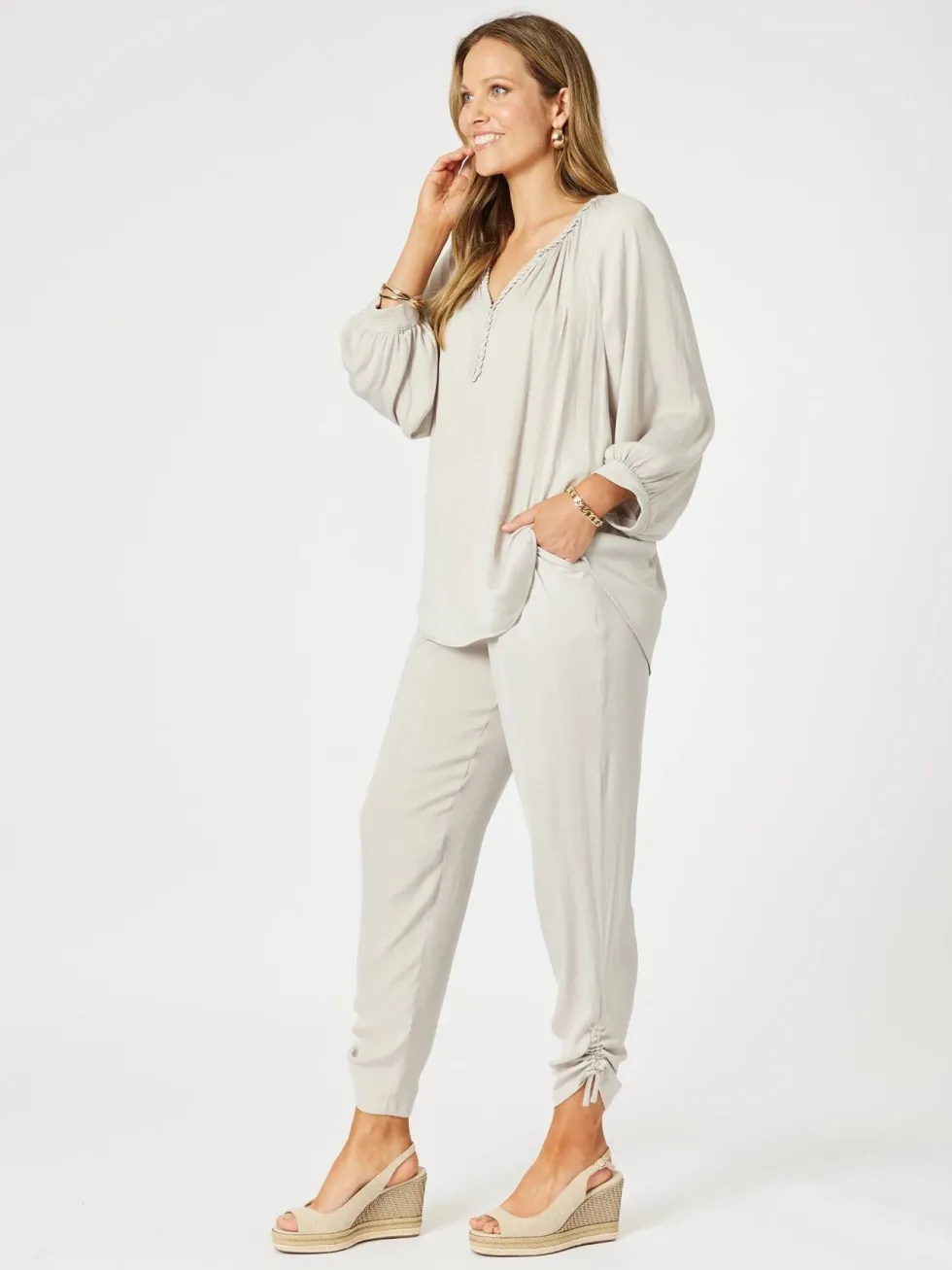 traveller-luxe-side-tie-pant-IZpYNjpe-3.webp Pants Edit|Casual Pants>Hammock u0026 Vine Traveller Luxe Side Tie Pant - Champagne