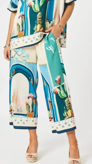 Pants Edit|Casual Pants>Clarity Tulum Print Wide Leg Pant - Blue/Multi
