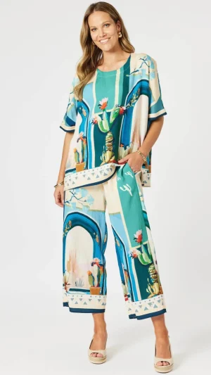 Pants Edit|Casual Pants>Clarity Tulum Print Wide Leg Pant - Blue/Multi