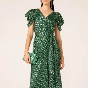 Midi Dresses|Sacha Drake>Sacha Drake Twilight Shimmer Maxi Dress - Emerald Poppy Size 8