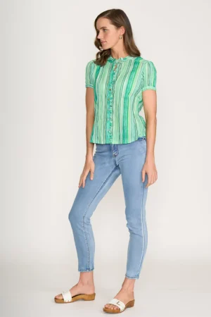 Sleeved Dresses|Shirts Edit>Foil Ultimate Crush Cap Sleeve Shirt - Stroke of Genius