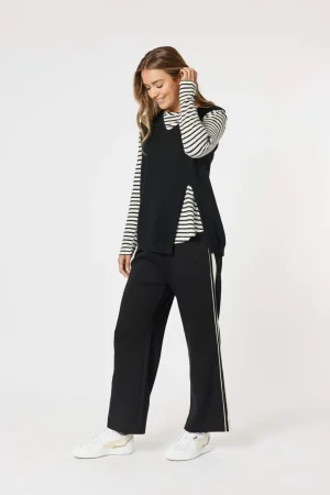 Tops|Tops>Threadz Vicky Side Split Knit Top - Black Size 10