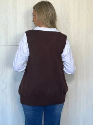 Tops|Tops>Threadz Vicky Side Split Knit Top - Chocolate