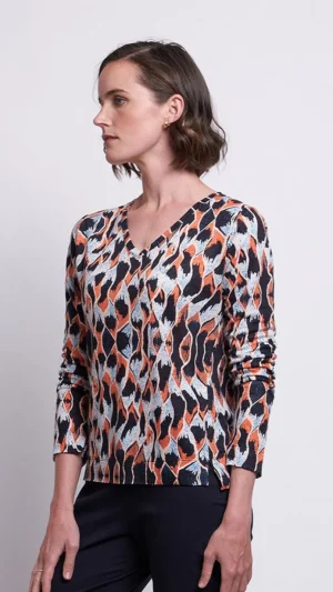 Tops|Tops>Foil Wanna Spoon Top - Viper Orange / Rice White