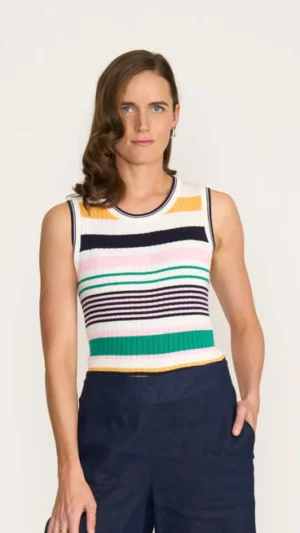 Knitwear|FOIL>Foil Well Aligned Tank - Multi Stripe