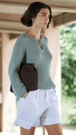 Yerse|Shorts>Yerse White Linen Shorts