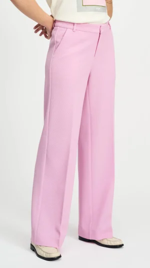 Pants Edit|Dress Pants>POM Amsterdam Wide Leg Textured Pant - Rose Pink