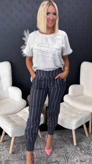 Pants Edit|Dress Pants>Foil Work Smart Pant - Navy Stripe