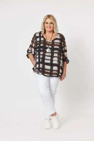 Tops|Tops>Clarity Zena Check Layered Tunic Size 16