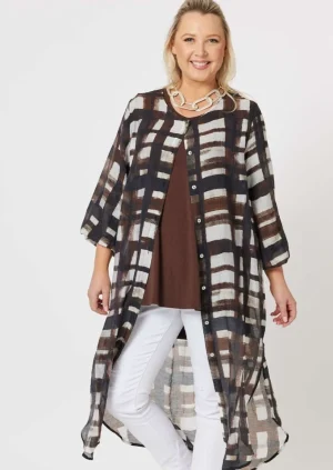 Clarity|Lucky Lasts>Clarity Zena Check Long Line Shirt Size 12