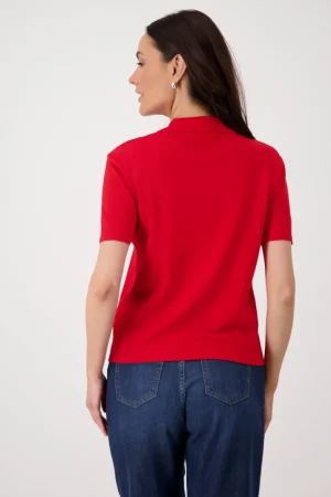 Tops|Tops>Monari Zip Polo - Red